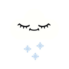 flat color retro cartoon snow cloud