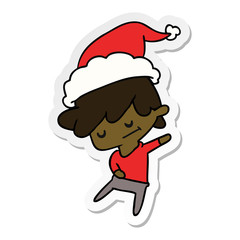 christmas sticker cartoon of kawaii boy