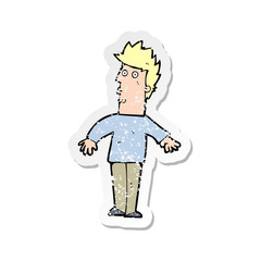 retro distressed sticker of a cartoon surprised man