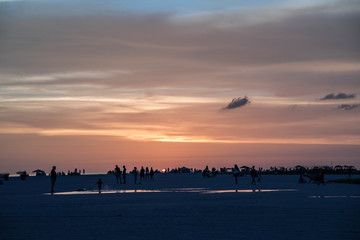 Fototapeta na wymiar Florida beach party at sunset in St. Petersburg Beach, Florida 