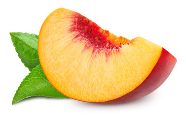 peach fruits with leaf isolated