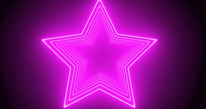 Video postcard for your advertising with emty place in the center of the pink neon lighting star frame which drawing on the dark pink background.