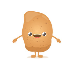 vector funny cartoon cute smiling tiny potato isolated on white background. vegetable funky character
