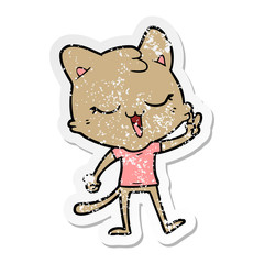 distressed sticker of a cartoon cat