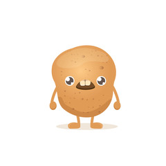 vector funny cartoon cute smiling tiny potato isolated on white background. vegetable funky character