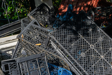 Fototapeta premium black plastic baskets for storing vegetables