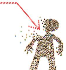 Cartoon Crowd Figure, Arrow Strike