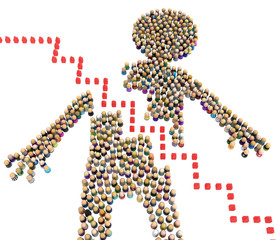 Cartoon Crowd Figure, Stair Steps Cut