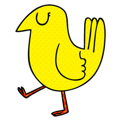 quirky comic book style cartoon yellow bird