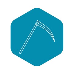 Scythe icon. Outline illustration of scythe vector icon for web