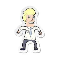 sticker of a cartoon nervous businessman