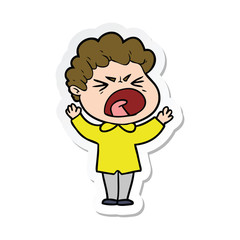 sticker of a cartoon furious man