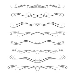 Set of calligraphic design elements- dividers,Thin line decoration objects,