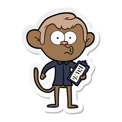 sticker of a cartoon salesman monkey