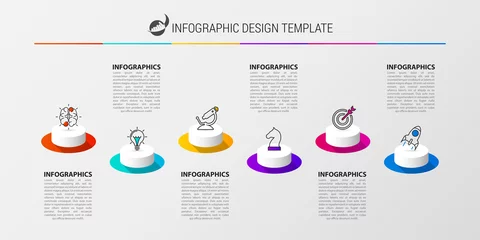 Fotobehang Infographic design template. Creative concept with 6 steps © kuliperko