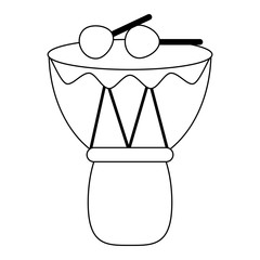 drum and sticks african music instruments in black and white