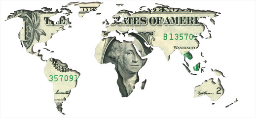 World map one dollar