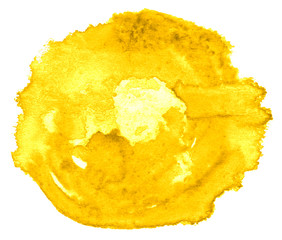 Vibrant Yellow watercolor abstract background, stain, splash paint, stain, divorce. Vintage paintings for design and decoration. With copy space for text.