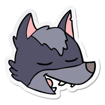 sticker of a cartoon wolf face