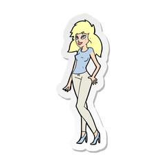 sticker of a cartoon pretty woman