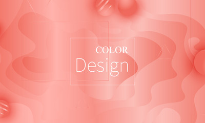 Coral color background. Fluid shapes pattern.
