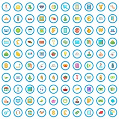 100 finance icons set in cartoon style for any design vector illustration