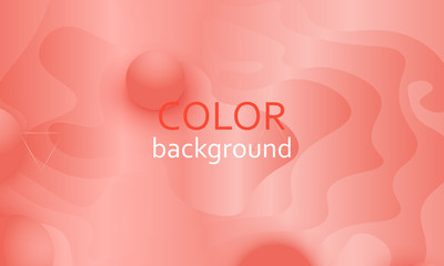 Coral color background. Fluid shapes pattern.