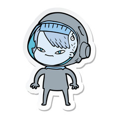 sticker of a cartoon astronaut woman