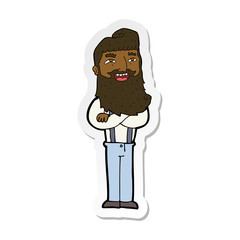 sticker of a cartoon happy man with beard