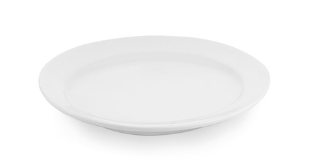 Empty white plate isolated on a white background