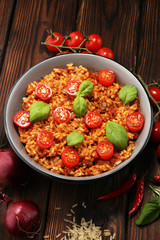 risotto with tomatoes, fresh herbs and parmesan cheese.