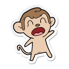 sticker of a shouting cartoon monkey