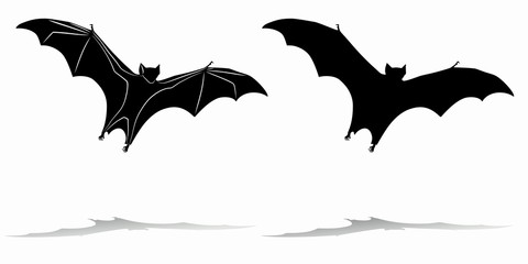 silhouette of a bat, vector draw