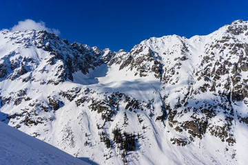 Fototapeta na wymiar Great peaks of High Tatra Mountains in winter scenery. Poland.