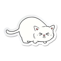 sticker of a cartoon angry cat