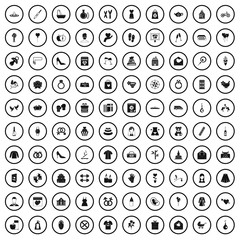 100 woman happy icons set in simple style for any design vector illustration