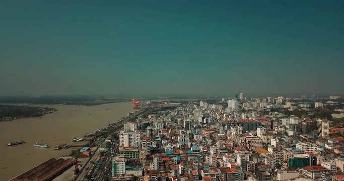 Nice Flight Aerial City of Yangon