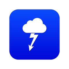 Cloud with lightning icon digital blue for any design isolated on white vector illustration