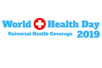 World Health Day (Universal health coverage) concept text logo design template. Design for banner, presentation, background, poster. Editable vector EPS 10 illustration.
