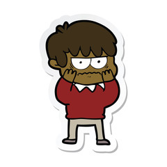 sticker of a annoyed cartoon boy