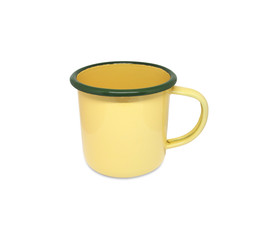 Thai yellow enamel cup isolated on white background