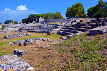 Paestum capaccio Italy The ancient ruins of remains of religious buildings of the ancient Greek...