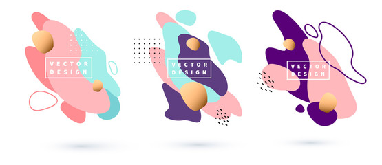 Set abstract shapes form. Paper style. Memphis. trendy Vintage colors. Template for the design of a logo, flyer or presentation. Vector illustration