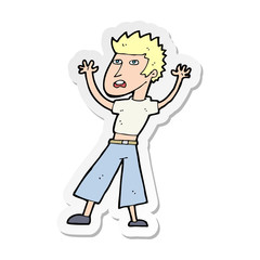 sticker of a cartoon man panicking