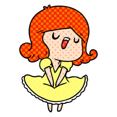 cartoon of a cute singing kawaii girl