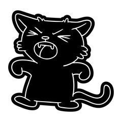cartoon icon drawing of a screeching cat