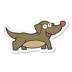 sticker of a cartoon happy little dog