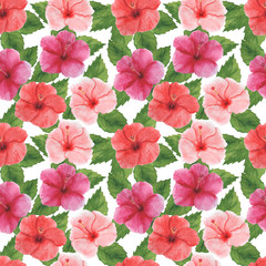 Pattern Digital paper Tropics Flowers Leaves Monstera Palm Plumeria Anthurium Watercolor illustrations Botanical decorations Design