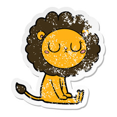 distressed sticker of a cartoon lion