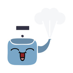 flat color retro cartoon steaming kettle